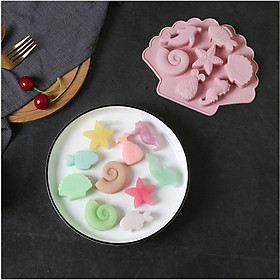 Mua Khuôn 3D Sinh Vật Biển Silicone Hình Khuôn Vỏ Ốc Xà Cừ Trang Trí Bánh Dụng Cụ Fondant Chocolate Cookies