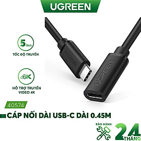 Dây USB Type-C nối dài 0.45m màu đen 40574- Hàng chính hãng Ugreen