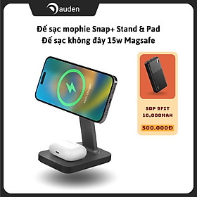 Mua Đế sạc mophie Snap+ Stand & Pad  sạc nhanh không dây 15w  sạc cùng lúc 2 thiết bị  hỗ trợ sạc đa nền tản - Hàng chính hãng bảo hành 2 năm 1 đổi 1