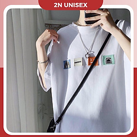 Áo thun unisex tay lỡ form rộng - phông thêu 4 logo