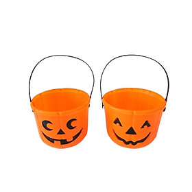 Xô bí ngô Halloween 2pcs, thủ thuật Halloween hoặc  xô bí ngô