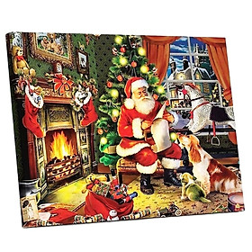Tranh sơn dầu số hóa tự tô đã căn khung 40x50cm- PH9498 Đêm noel