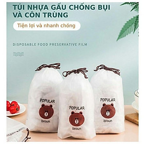 Set 100 Màng Bọc Thực Phẩm Hình Gấu Co Dãn Tái Sử Dụng Phù Hợp Mọi Hình Dạng