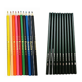 Combo Set 10 bút chì màu và Set 10 bút chì mềm 2B nội địa Nhật Bản