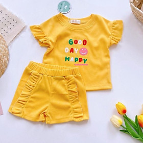 Bộ ngắn tay bèo quần nhúng bèo lạ mắt Bozip xinh xắn cho bé gái từ 8-20kg