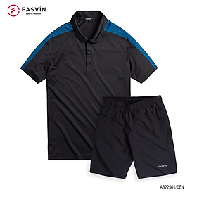 Bộ quần áo thể thao nam FASVIN AB22501.HN chất vải mềm nhẹ co giãn thoải mái - Đen - Size 5 ( 72 - 78kg )