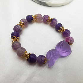 Vòng Tay Hồ Ly Topaz Nhám Tím Phối Mã Não Vân Rắn Tím Mix Charm