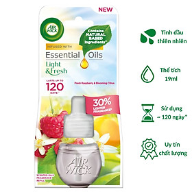 Chai tinh dầu cắm điện Air Wick Refill AWK3158 Fresh Raspberry & Blooming Citrus 19ml (Hương hoa cam, quả mâm xôi), sử dụng điện 220V