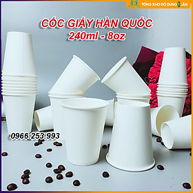 Mua 50 cốc giấy hàn quốc 240ml dùng 1 lần size 8OZ hàng cao cấp xuất khẩu Hàn Quốc