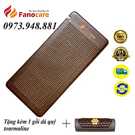 Mua Thảm/Nệm đá nhiệt nóng đá mắt ngọc nhân vàng kèm sóng siêu dài Fanocare kích thước 90*190cm FN90ST (Tặng kèm 1 gối đá tourmaline)