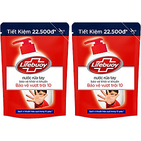 Combo 2 Nước rửa tay Lifebuoy bạc bảo vệ túi 400g