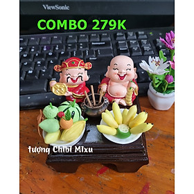 Combo bàn thờ Thần Tài Thổ Địa 4cm kèm chân đế vuông 8cm nhiều mẫu - tặng 10 nhang