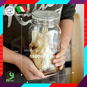 ITALY-Hũ thủy tinh nắp cài FIDO - Bormioli Rocco - 1500ml - Siêu kín hơi - Glass jar with airtight lid