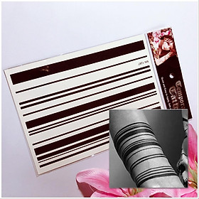 Hình xăm dán tattoo cao cấp  15x21cm: vòng tay đường thẳng màu đen