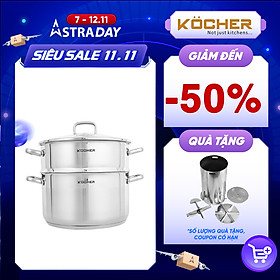 Mua Xửng hấp  nồi hấp 2 tầng đa năng inox 304 5 đáy cao cấp KOCHER dày dặn size 24cm tiện dụng - Hàng chính hãng