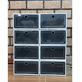 Mua Combo 8 Hộp Đựng Giày Màu Đen  Hop Dung Giay Nắp Nhựa Cứng Trong Suốt - Hàng Có Sẵn Size Lớn
