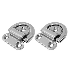 2pcs Heavy Duty 316 Stainless Steel Folding Pad Eye Deck Lashing D Ring Tie Down Anchor Point Plate 9mm