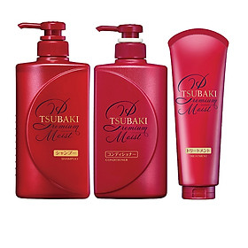 Bộ Ba Chăm Sóc Tóc Dưỡng Tóc Bóng Mượt TSUBAKI Gội Xả (490ml/chai) + Kem Xả 180g