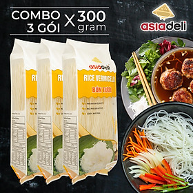 Combo 3 gói Bún Tươi Khô Asiadeli 300g Hàng Xuất Khẩu