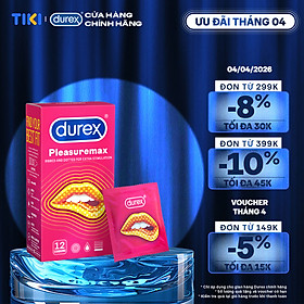 Bộ bao cao su Durex Pleasuremax gân gai, size 56mm, 1 hộp 12 bao và 1 hộp 3 bao