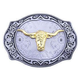 Cowboy Belt Buckle Rodeo Belt Buckle Oval Engraved Floral Metal Belt Buckles