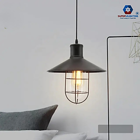Đèn thả trần phòng ngủ cổ điển SuperVilighting THACNO trang trí quán thuỷ tinh chống nổ đen loạ nhỏ