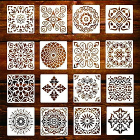 16Pcs Craft Embossing Template Wall Mandala Painting Layering Stencils DIY