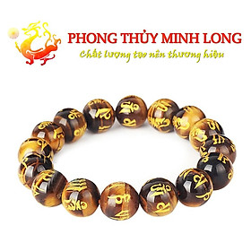 Mua Vòng tay đá Mắt Hổ Vàng Nâu khắc Kinh Phật chất lượng 5A