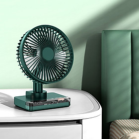 Mua Quạt tích điện để bàn trong suốt kèm đồng hồ hiện giờ Desktop Fan DF-11 xoay đảo chiều 4 tốc độ gió