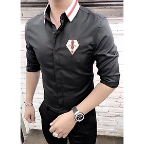 Áo sơ mi nam màu đen họa tiết mdh86894