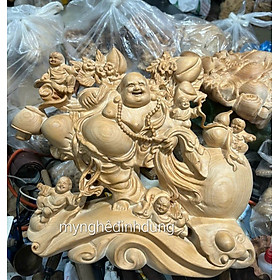 Mua Tượng phật di lặc ngũ phúc bằng gỗ ngọc am thơm nức kt 40x35x14cm