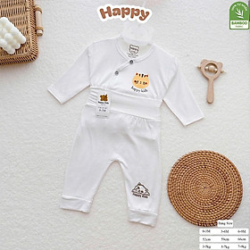 Bộ Quần Áo Sơ Sinh Dài Tay Cạp Cao Chất Thun Lạnh Mềm, Mỏng, Mát - HAPPY KIDS - Mèo Vàng