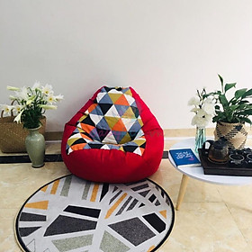 Mua ghế xốp dáng lê  size M  có xốp  tam giác vàng mix đỏ  canvas mix