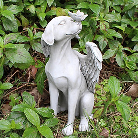 Dog Sculpture Outdoor Indoor Decorative, Angel Pet Memorial Statue Grave Marker Tribute, Resin Crafts for Home Garden Yard