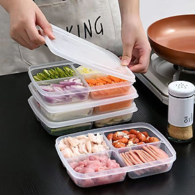 Mua Hộp Nhựa Đựng Thực Phẩm 4 Ngăn  Khay Đựng Đồ Ăn Dặm Chia Ngăn Có Nắp Tiện Lợi