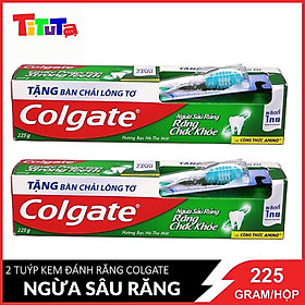 Combo 2 Kem đánh răng Colgate ngừa sâu răng tối đa 225g hộp tặng bàn chải