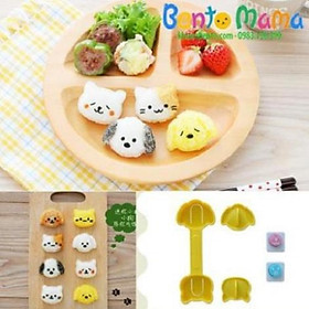 Bộ khuôn ép cơm bento Mèo con cún con mini