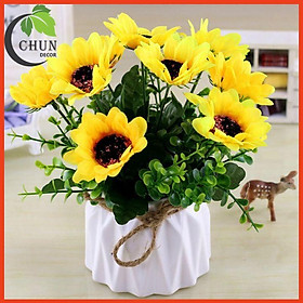 Mua Lọ hoa lụa - Bình hướng dương mini nhiều mẫu cao 15-18cm trang trí nhà cửa  văn phòng  cửa hàng