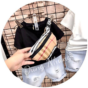 Set bộ áo thun cotton + jean ngố mềm tặng kèm túi sành điệu cho bé 8-18kg
