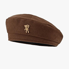 Mũ Nồi Icon Gấu Dễ Thương Jussy Fashion Mũ Beret Nữ Chất Vải Nỉ Phong Cách Vintage Nhiều Màu Sắc Hot Trend