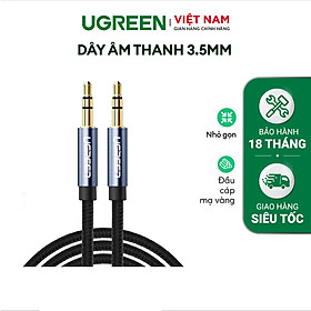 Dây AV3.5mm bện vải sợi tổng hợp, màu xanh tím than dài 0.5-5m UGREEN AV112 - Hàng Nhập khẩu