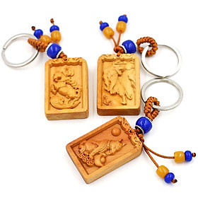  Combo 3 móc khóa tuổi Dần ngọ tuất - gỗ hoàng đàn