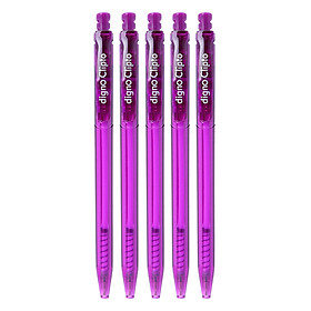 Vỉ 5 Cây Viết Bi Gel Bấm Digno Clipto - Mực Tím