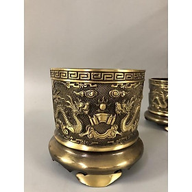 Mua Bát Hương Lư Hương Đồng chạm khắc Rồng Phượng viền Vàng Nổi