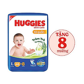 Tã bỉm quần HUGGIES SKINCARE gói SUPER JUMBO size L 68+8 miếng