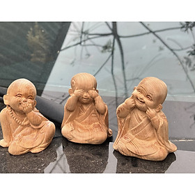 Mua Bộ tượng tam không mini trang trí bàn học  bàn làm việc  ôtô  láp tốp  bằng gỗ ngọc am thơm nức kt cao 9×6×7cm