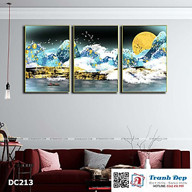 Bộ 3 tranh canvas treo tường Decor Phong cảnh sông trăng - DC213