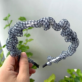 Cài tóc thời trang vải scrunchies caro xinh xắn