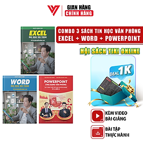 Combo 3 Sách Excel - Word - PowerPoint Ứng Dụng Văn Phòng Có Kèm Khoá Học