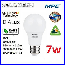 BÓNG LED BULB 7W CHỐNG THẤM CAO CẤP MPE LBD3-7 ( TIÊU CHUẨN CHÂU ÂU )